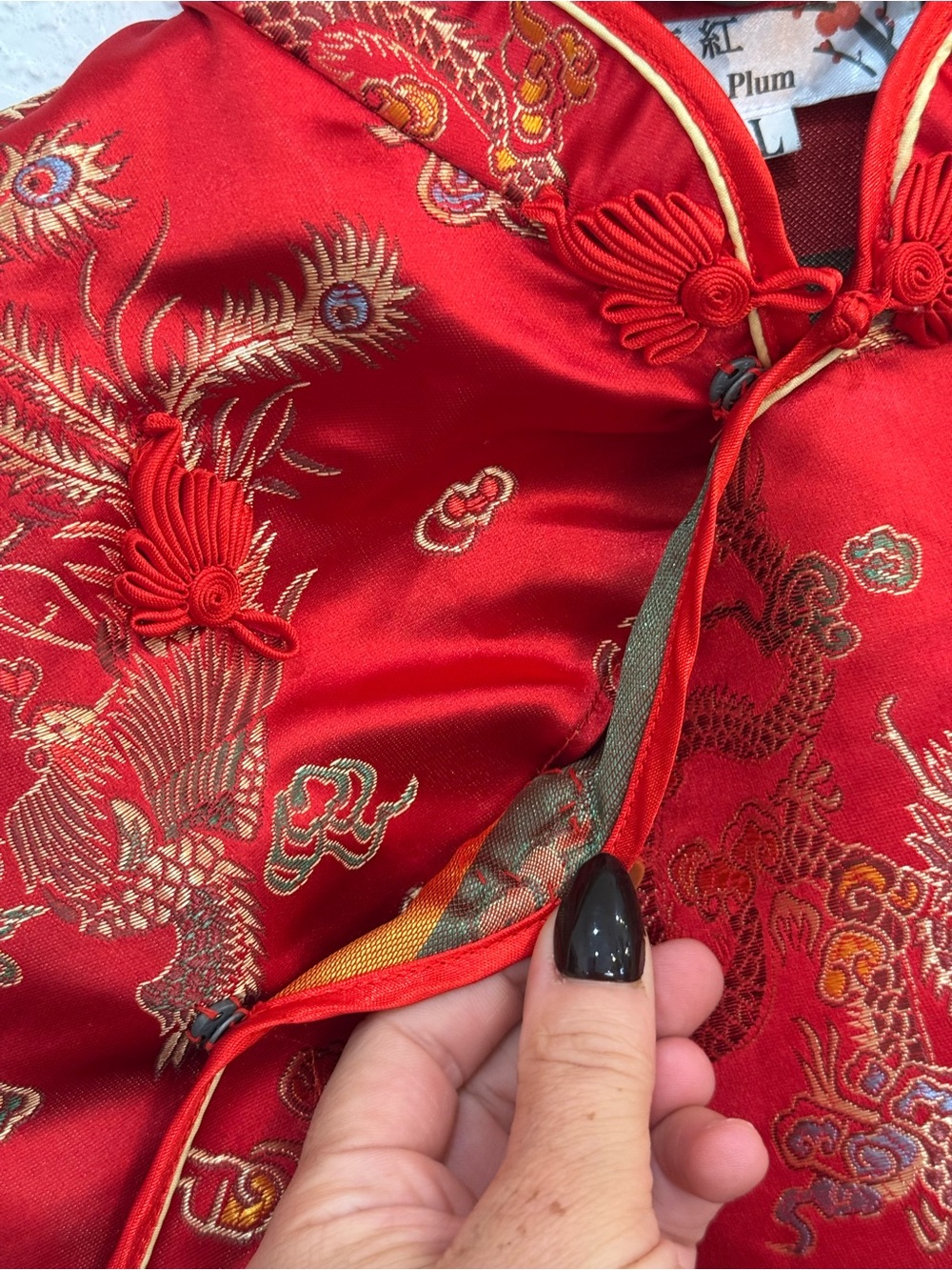 Classic Red Floral Brocade Cheongsam Dress - Picture 6 of 10